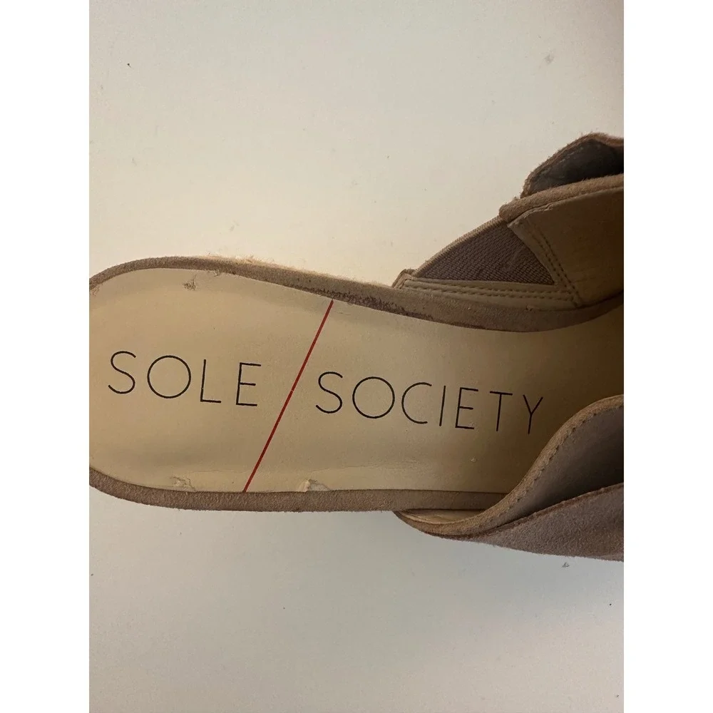 Sole Society Women's Tan Suede Knot Bow Espadrille Wedge Sandals Size 9.5M